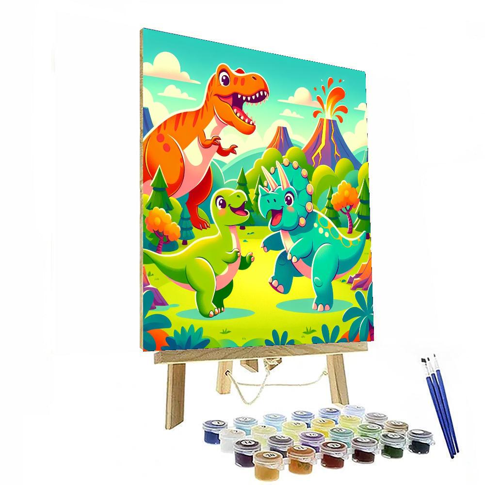 Delightful Dinosaur Expedition Paint By Numbers Art