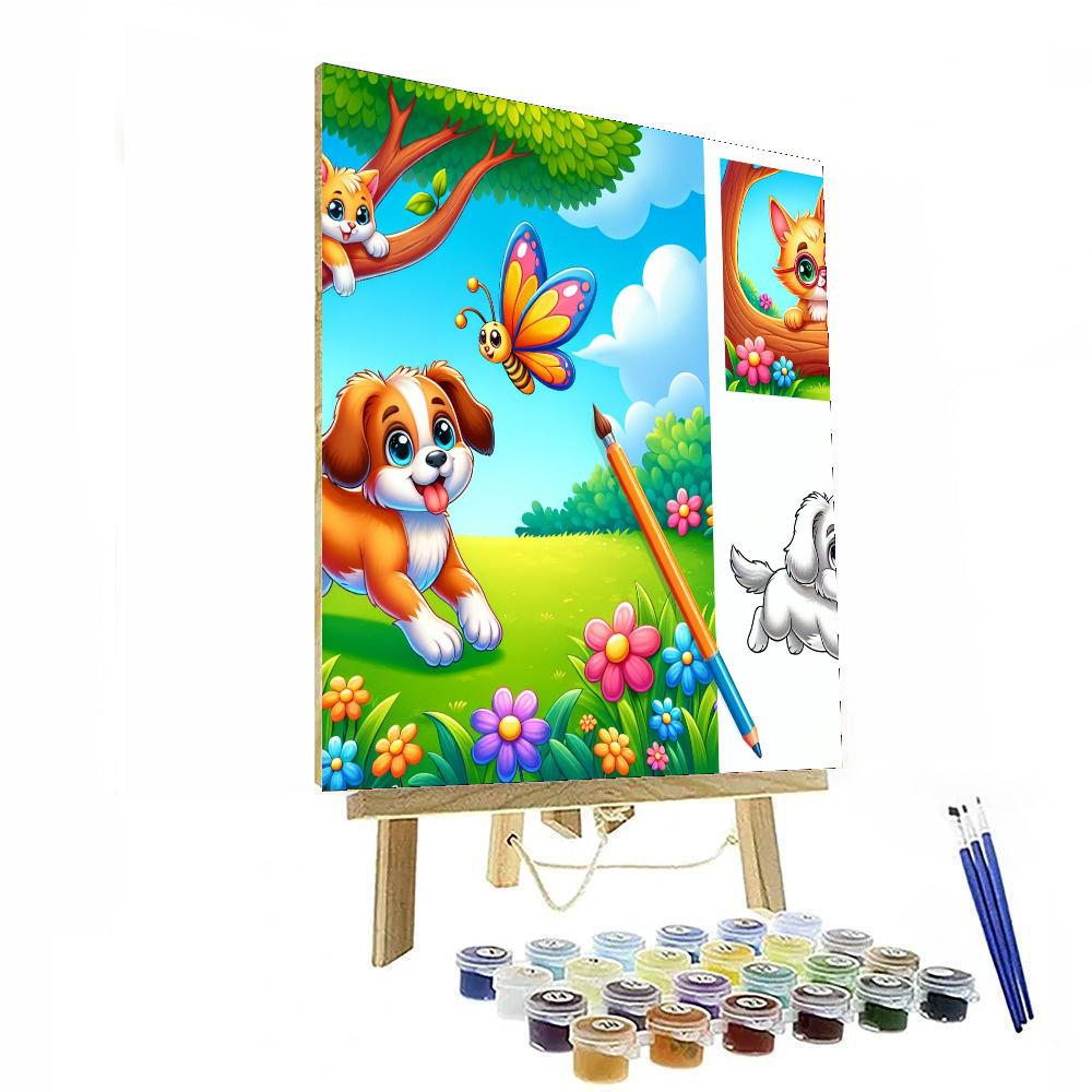 Cheerful Pet Play Day Numbered Painting Kits