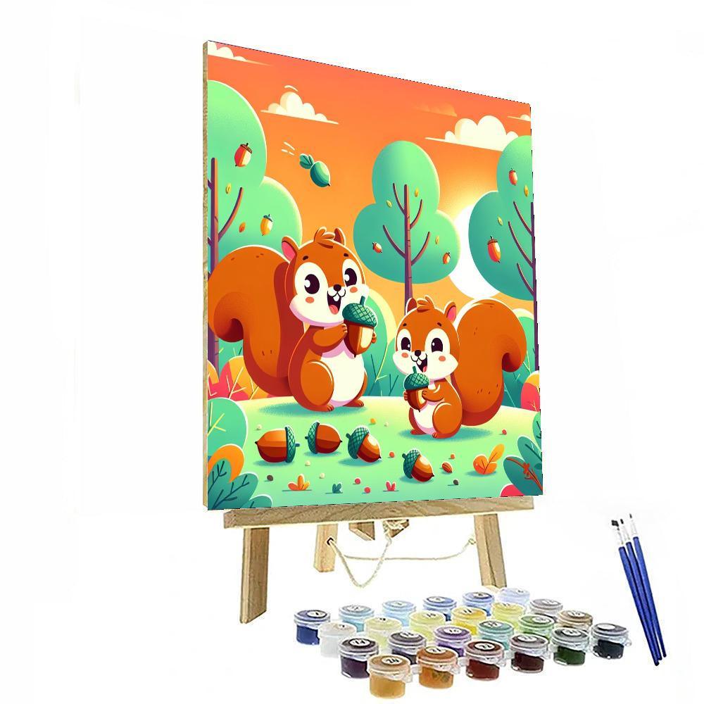 Adventure With Squirrels Painting Number Kit