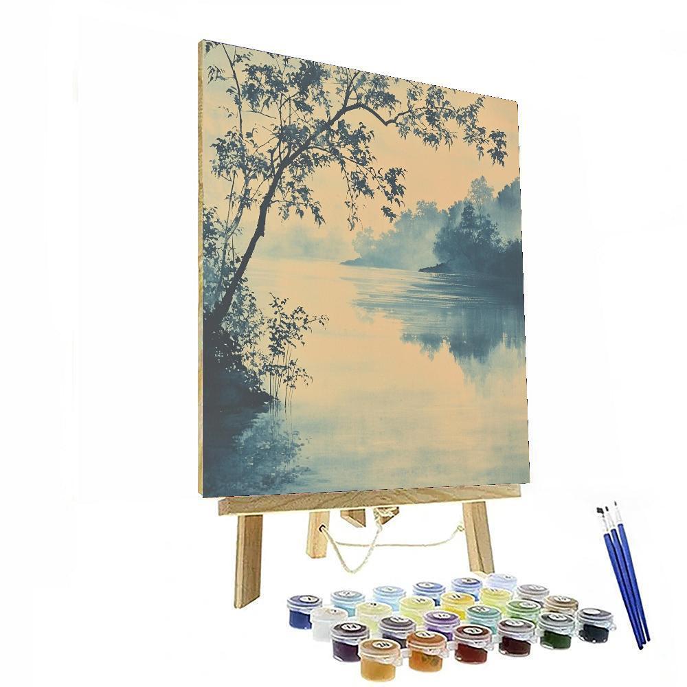 Zhao Mengfu Inspired Misty River Reflection  Paint By Number