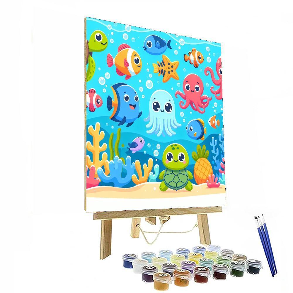 Cheerful Ocean Creatures DIY Paint By Numbers