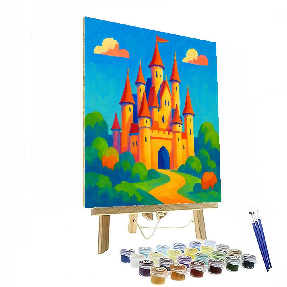 Castle's Majestic Horizon Number Painting