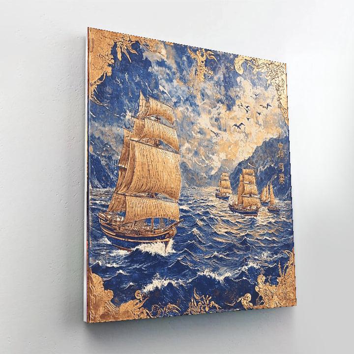 Katsushika Hokusai Inspired Ancient Maritime Tales  Number Painting