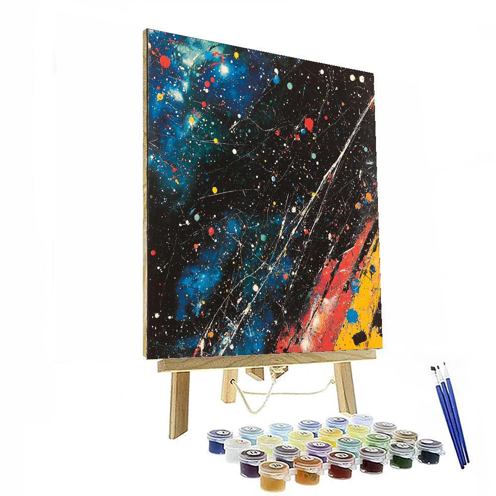 Jackson Pollock Inspired Celestial Midnight Dance  Number Painting
