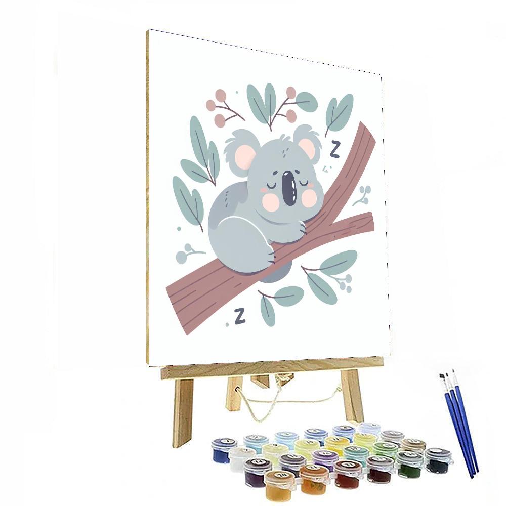 Charming Koala's Nap Number Painting