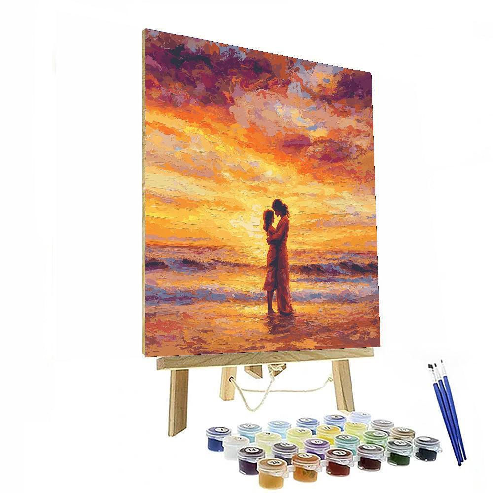 Sunset Beach Hugs Number Painting
