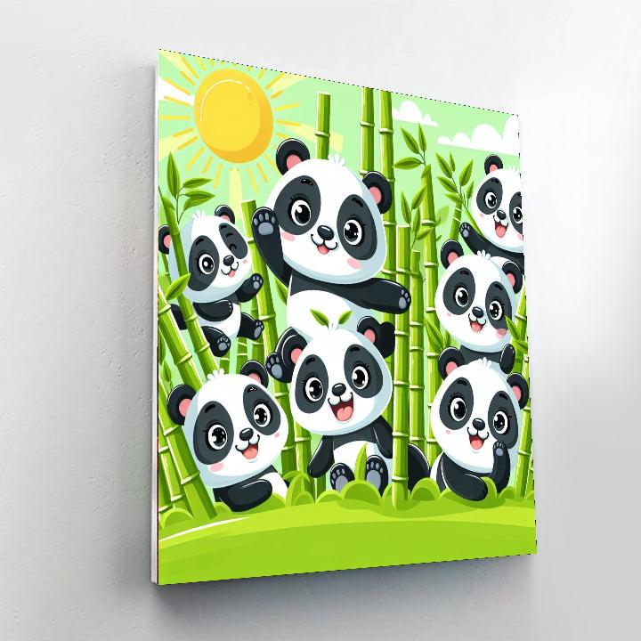 Pandas In Paradise Painting Number Kit