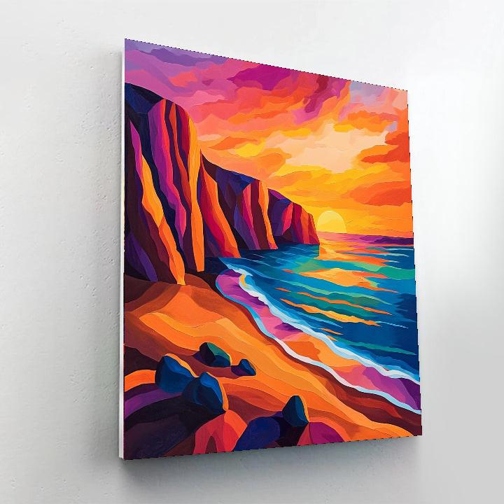 Paul Cézanne Inspired Geometric Sunset Bliss  Paint By Numbers Kits