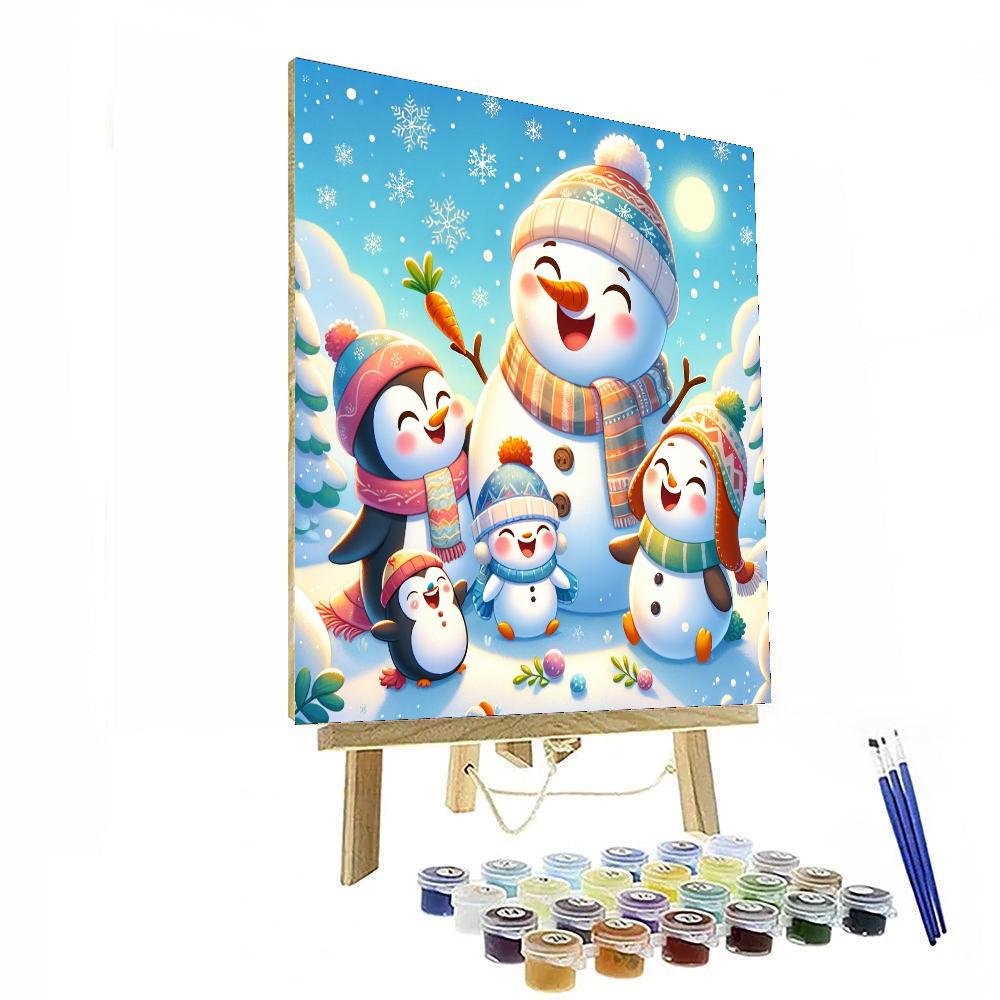 Giggling Snowman Family Numbered Painting Kits