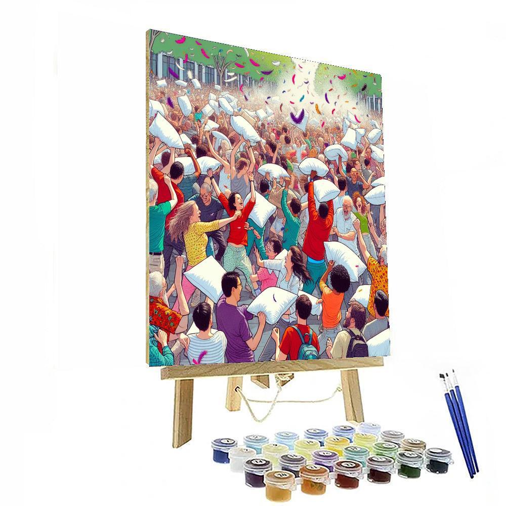 Pillow Fight Day - Worldwide Painting By Numbers Kit