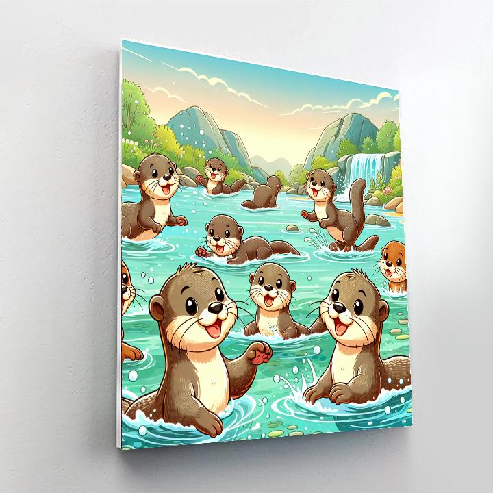 Cheerful Otters' River Adventure Paint By Numbers Kits