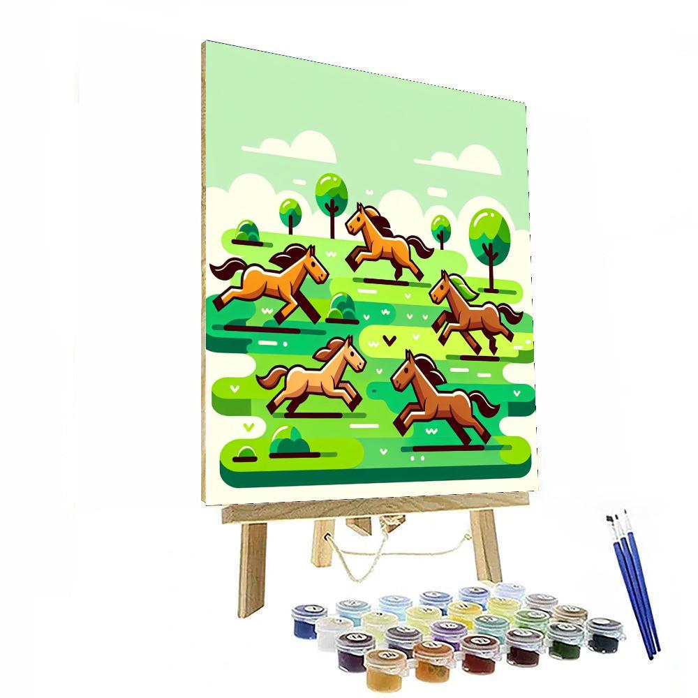 Galloping Through Grasslands Paint By Numbers Art