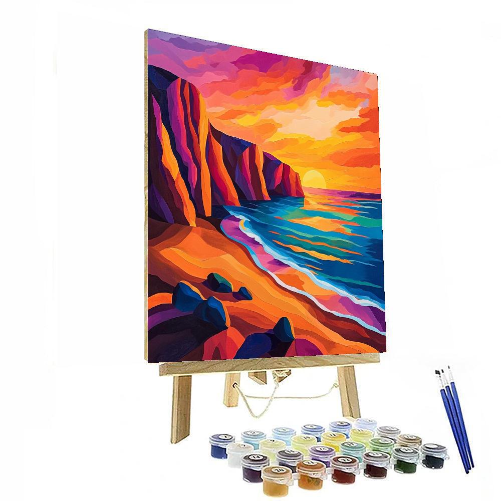 Paul Cézanne Inspired Geometric Sunset Bliss  Paint By Numbers Kits