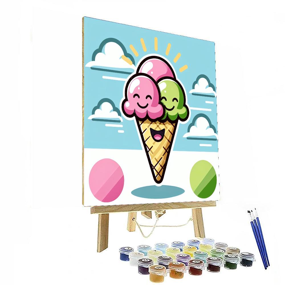 Sunny Ice Cream Cone Paint By Numbers Art