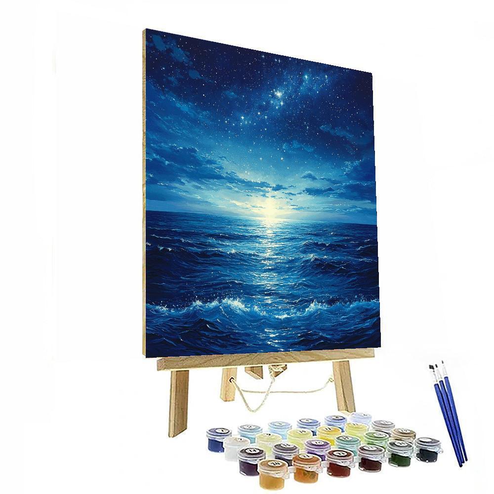 Utagawa Hiroshige Inspired Celestial Ocean Calm  Paint By Numbers Art