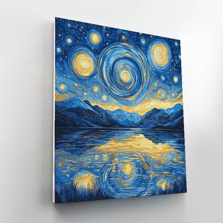 Vincent Van Gogh Inspired Starry Mountain Reflections  Numbered Painting Kits