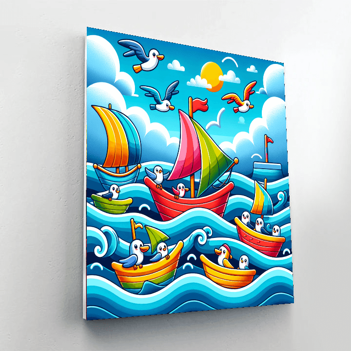 Sailing With Seagulls Painting Number Kit