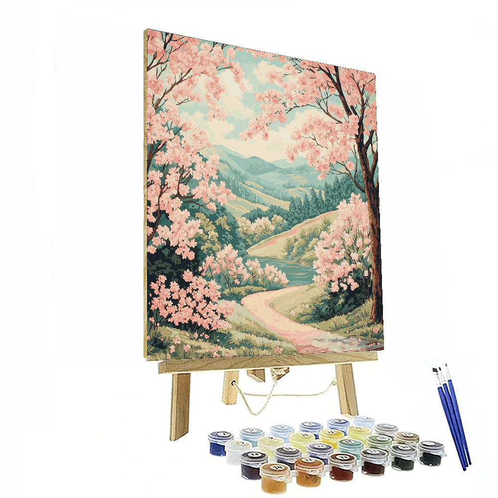 Katsushika Hokusai Inspired Under The Cherry Blossom  Paint By Color