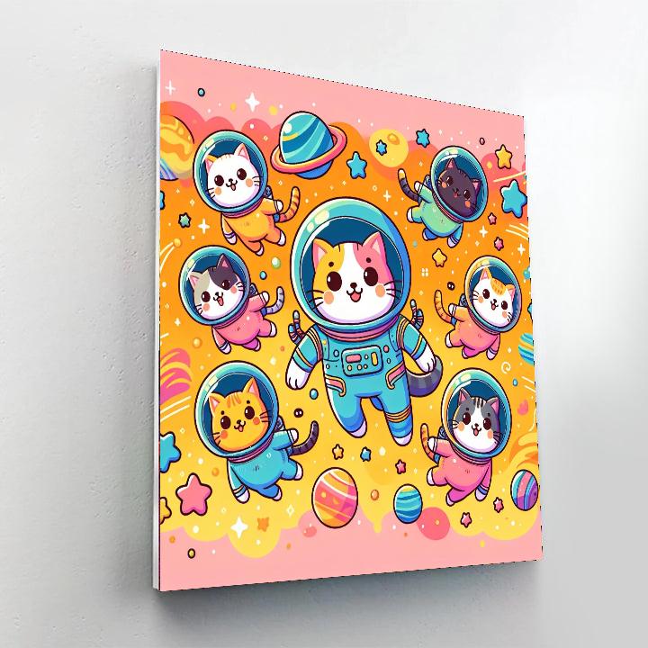 Funky Space Cats Paint By Numbers