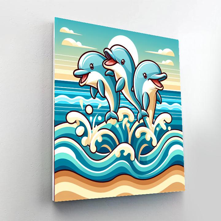 Sunny Seaside Fun With Dolphins Paint By Numbers Kits