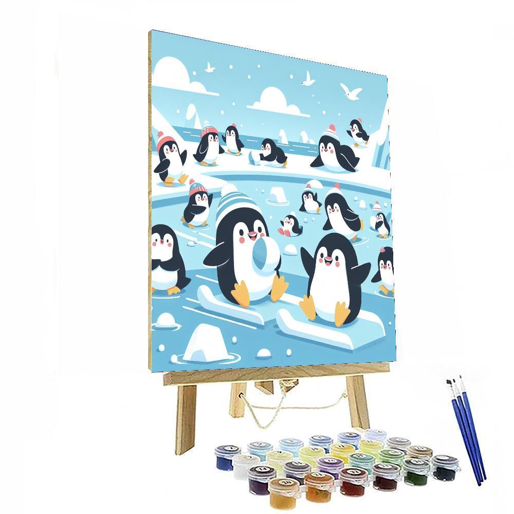 Playful Penguin's Ice Capers Painting Number Kit