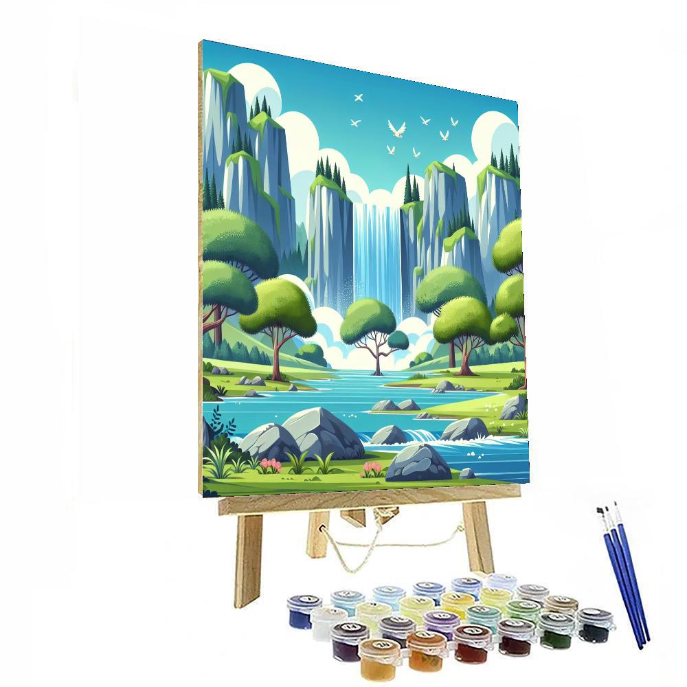 Wonderful Waterfall Journey Paint By Numbers Art