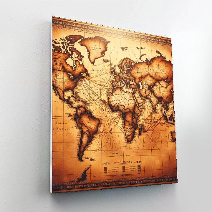 Vintage World Map Journey Painting Number Kit