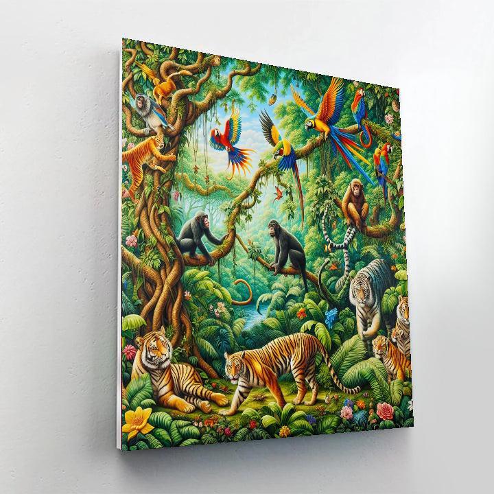 Dynamic Adventure In The Jungle Painting By Numbers Kit