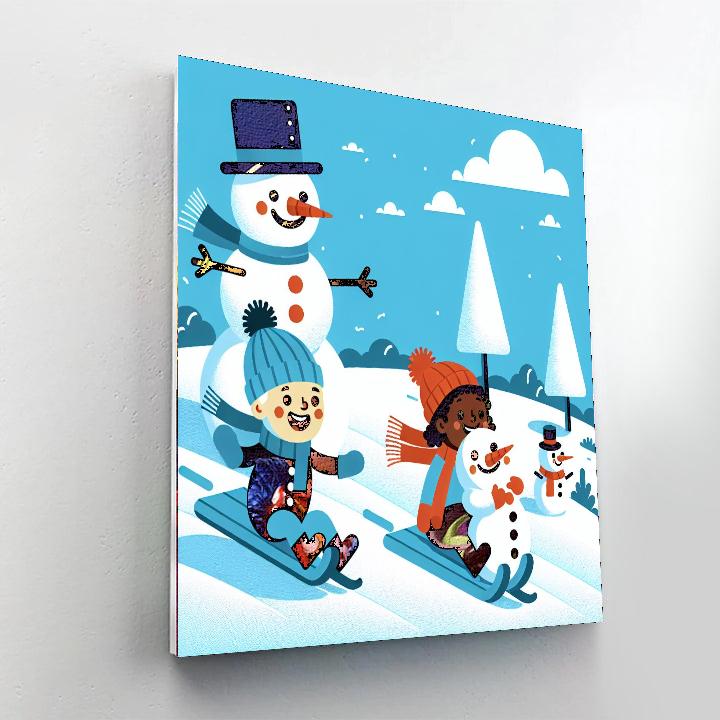 Snowy Winter Scene Paint By Numbers Art