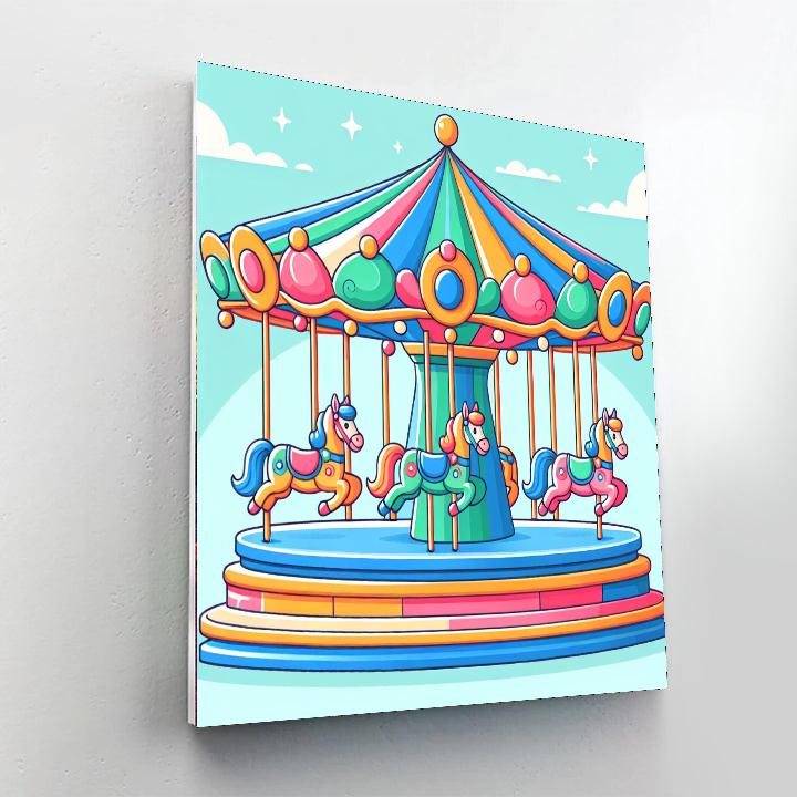 Dreamy Carousel Ride Number Painting