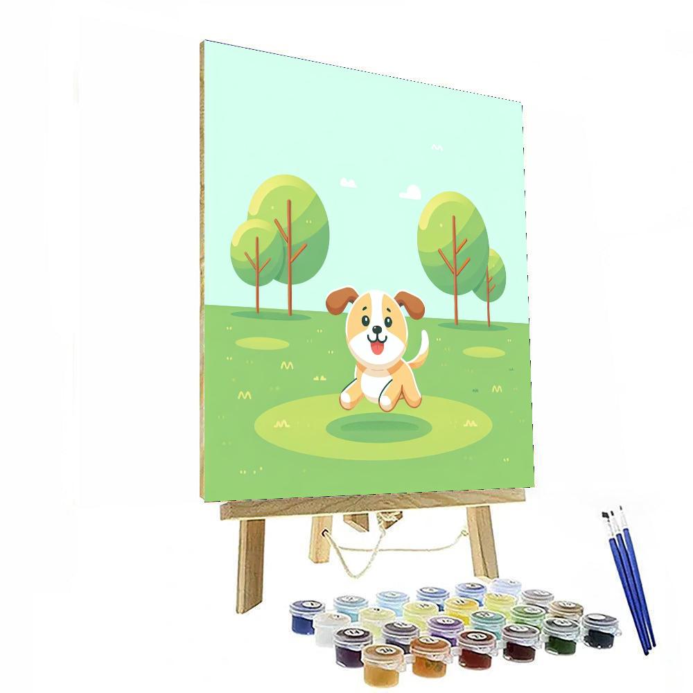 Joyful Puppy Park Romp Paint By Color