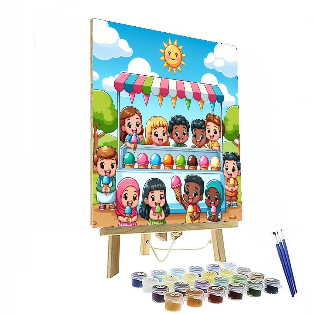 Cheerful Ice Cream Stand Numbered Painting Kits