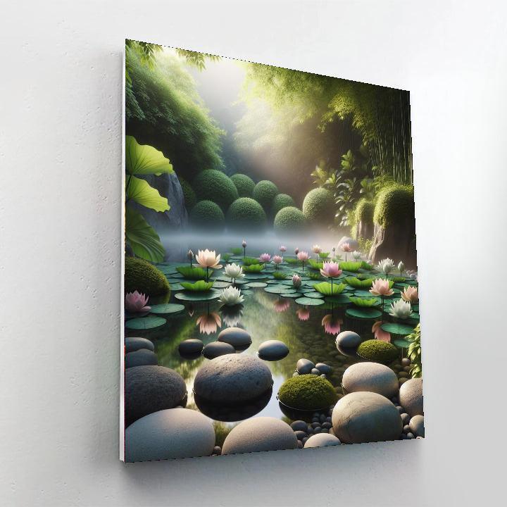 Tranquil Zen Lotus Garden Numbered Painting Kits