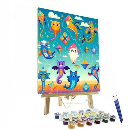 Colorful Kite Creatures Number Painting