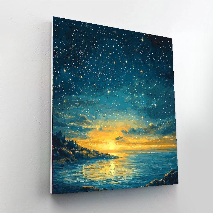 Georges Seurat Inspired Harmony Of Night Skies  Number Painting