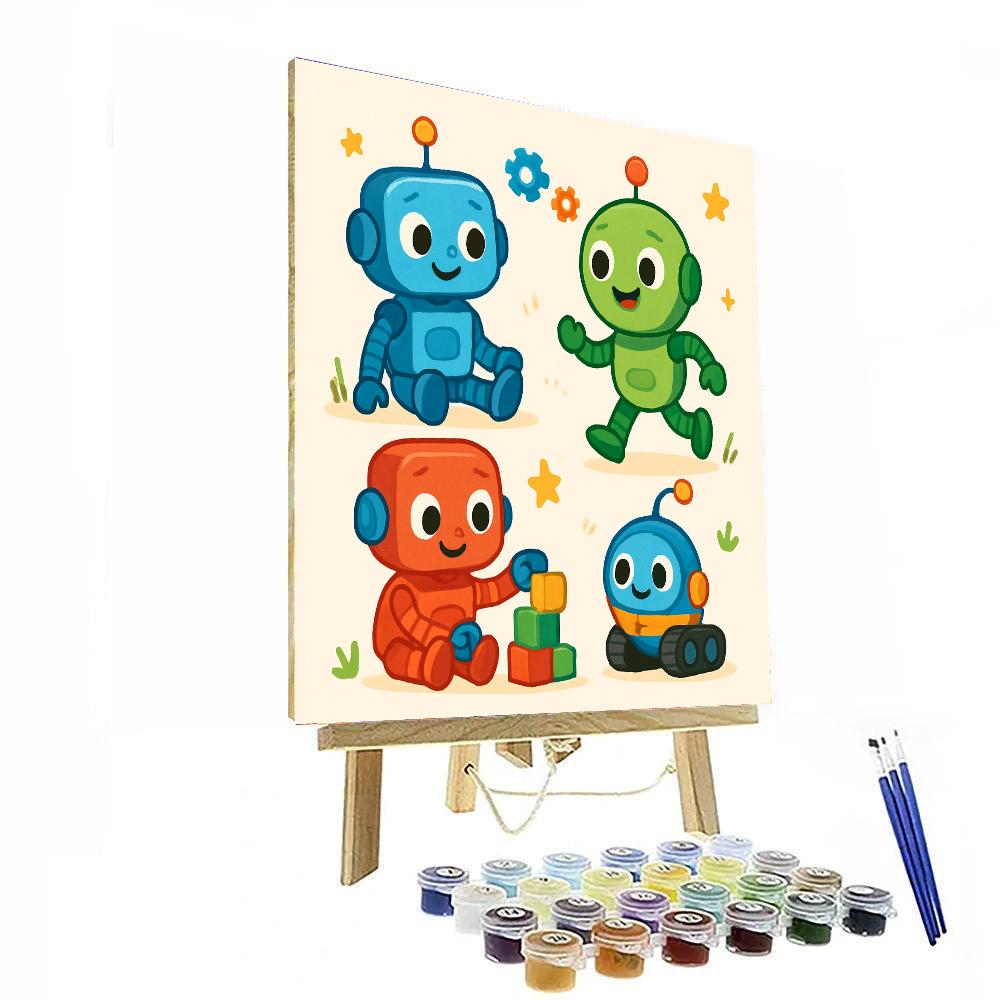 Charming Little Robots Numbered Painting Kits