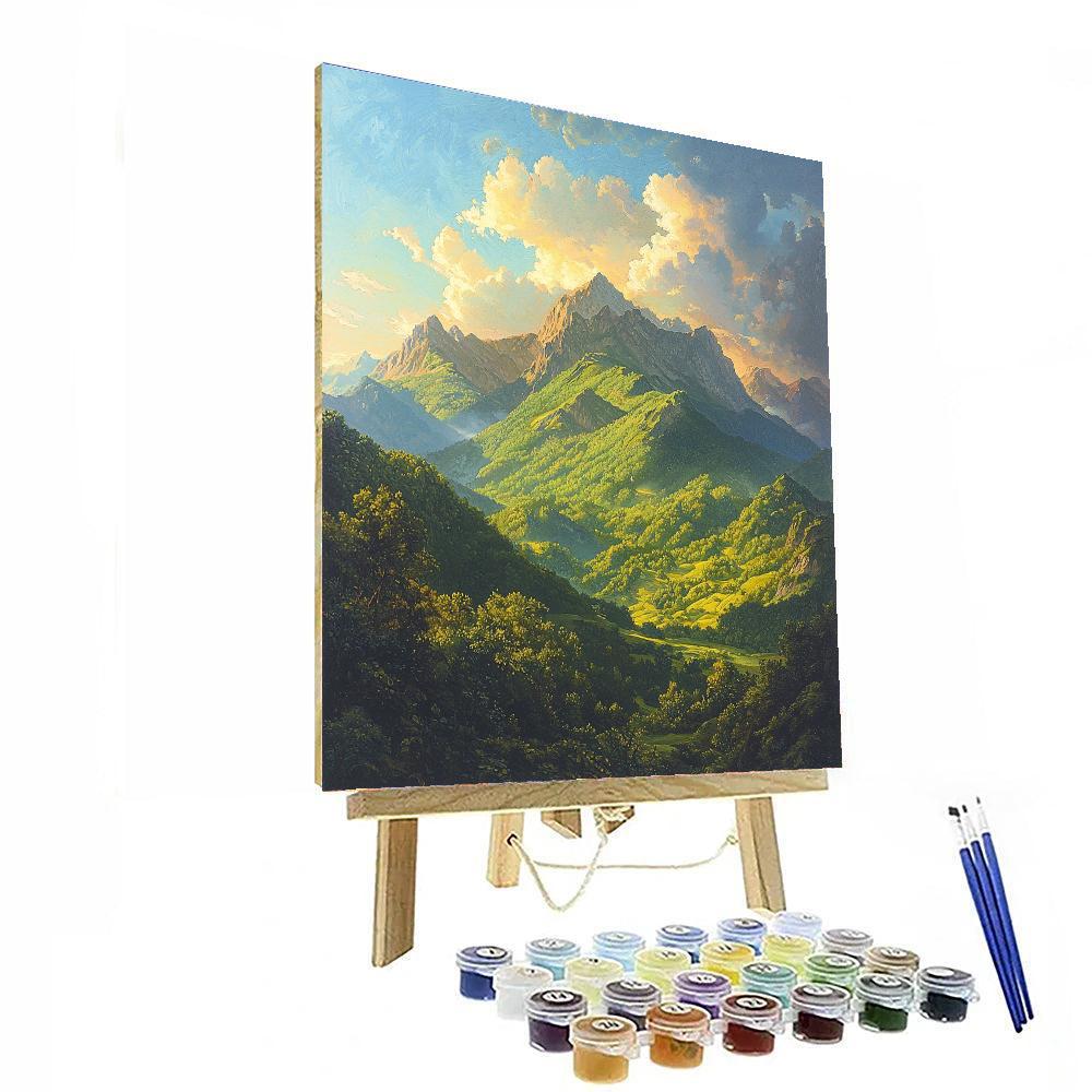 Thomas Cole Inspired Lush Green Mountains  Paint By Numbers Kits