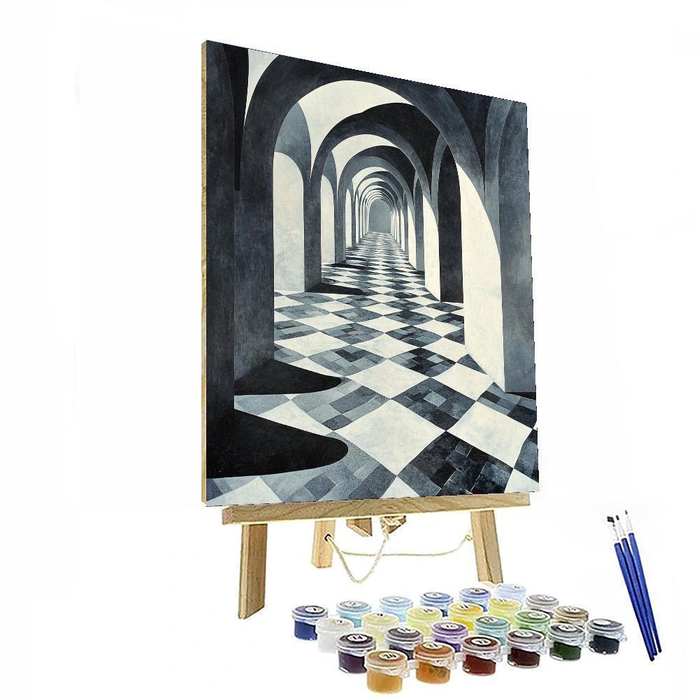 M.C. Escher Inspired Contrasting Dimensions  Numbered Painting Kits