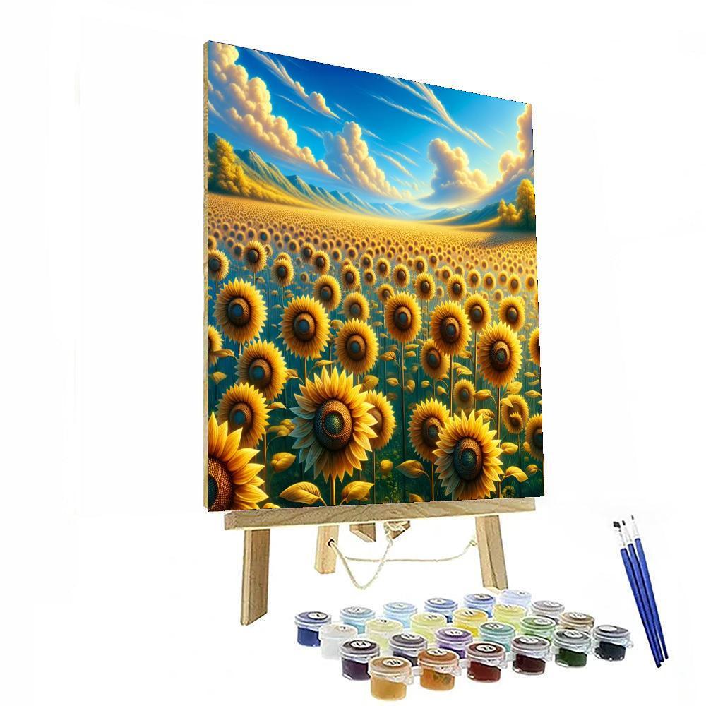 Sunflower Fields In The Breeze Painting By Numbers Kit