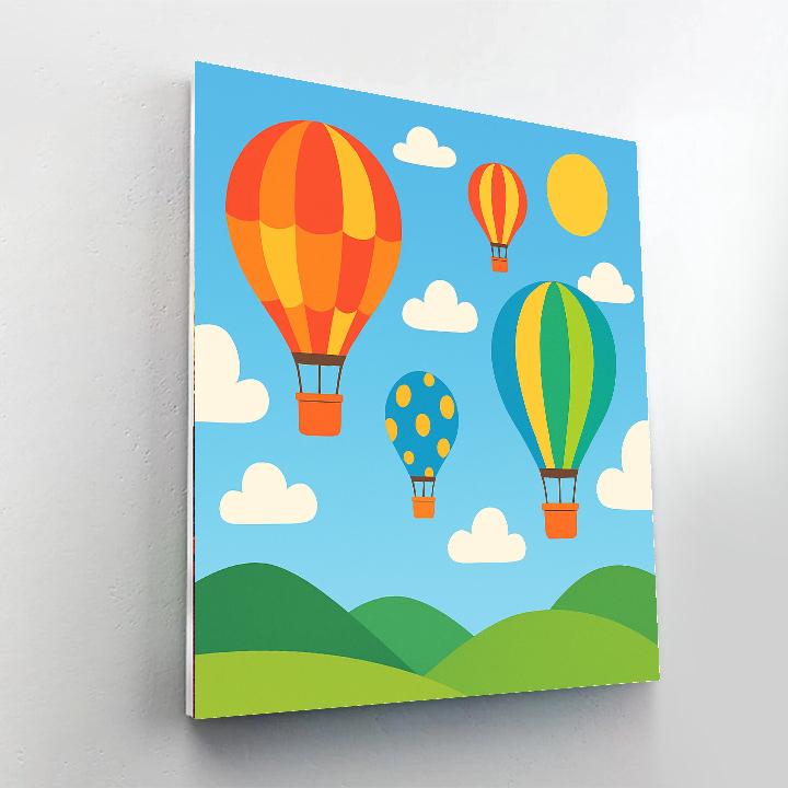 Cheerful Hot Air Balloons Painting By Numbers Kit