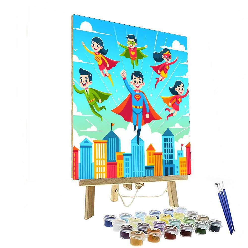 Brave Superheroes In Action Painting Number Kit