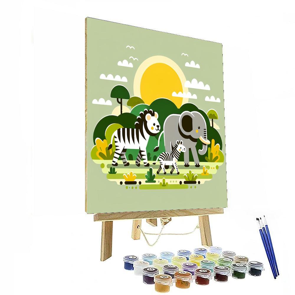 Safari Animals Parade Number Painting