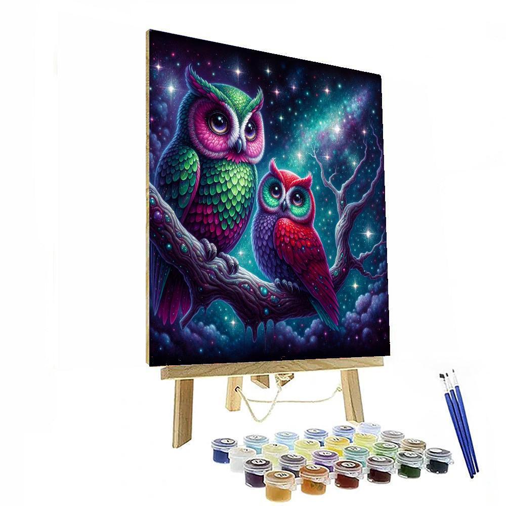Celestial Night Owls Painting Number Kit