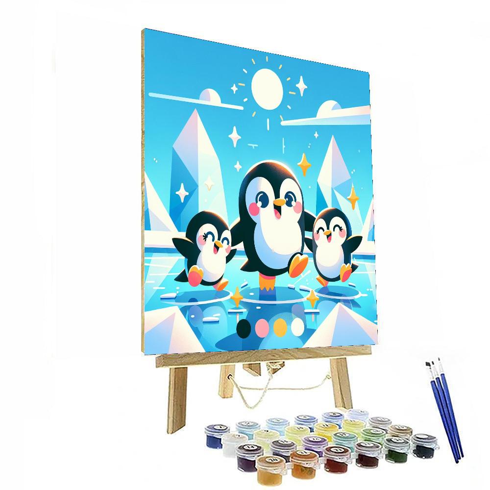 Cute Penguin Family Numbered Painting Kits