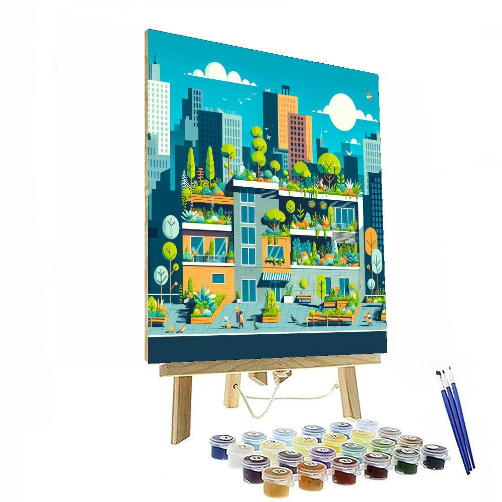 Cityscape Rooftop Garden Paint By Number