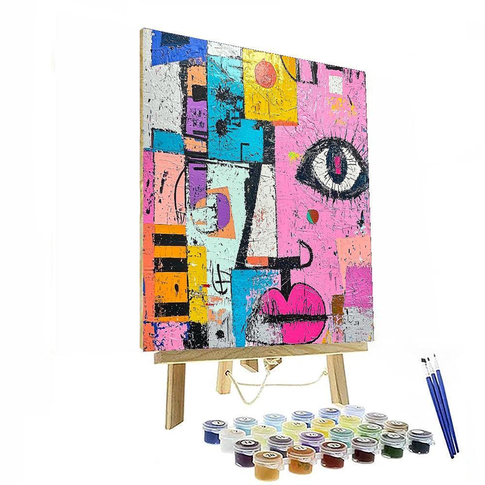 Jean-Michel Basquiat Inspired Fragmented Identity  Paint By Color