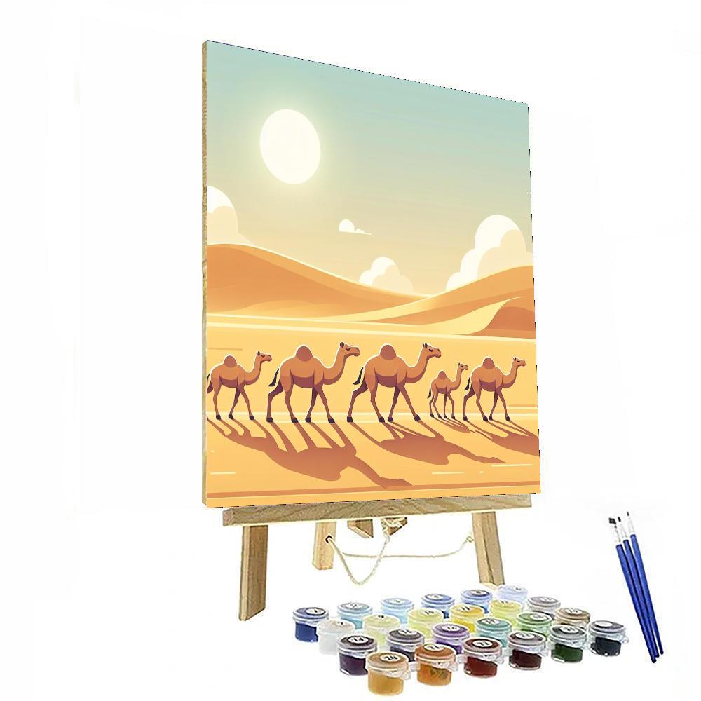 Sandy Desert Caravan Number Painting