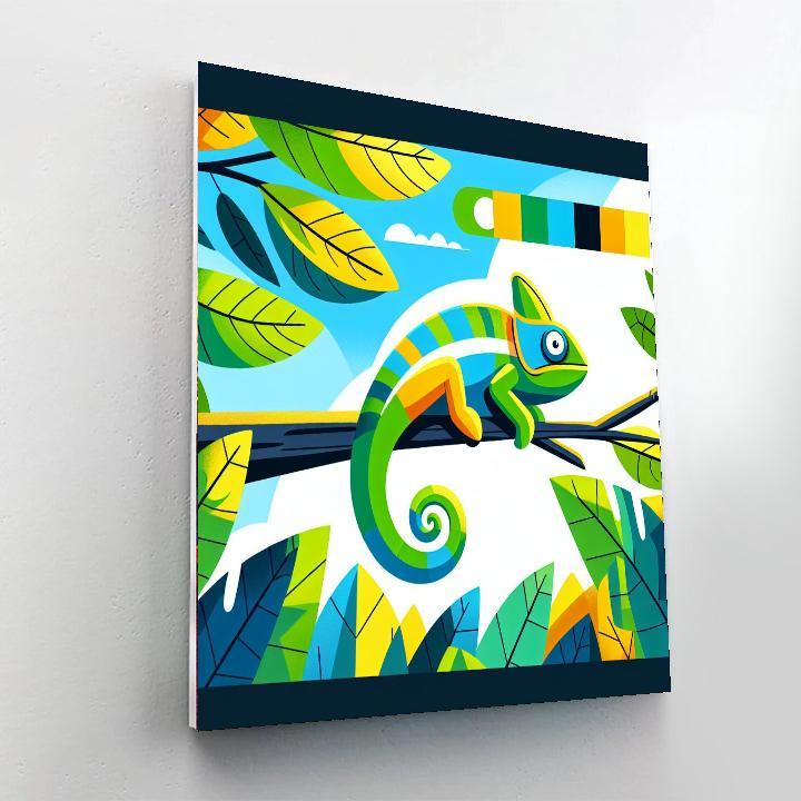 Radiant Rainbow Chameleon Number Painting