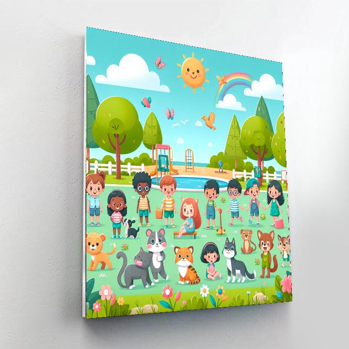 Friendly Neighborhood Park Paint By Numbers Art