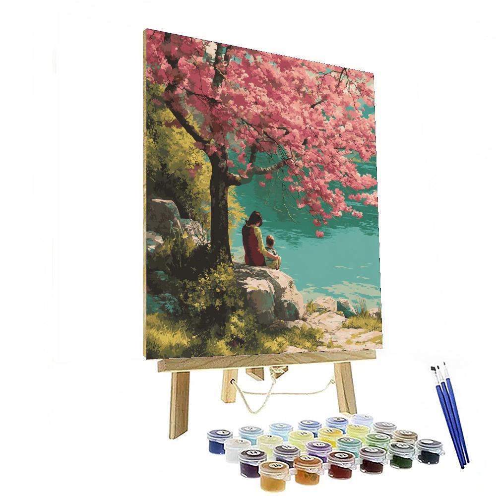 Mom And Me Under The Cherry Blossoms Paint By Numbers Kits